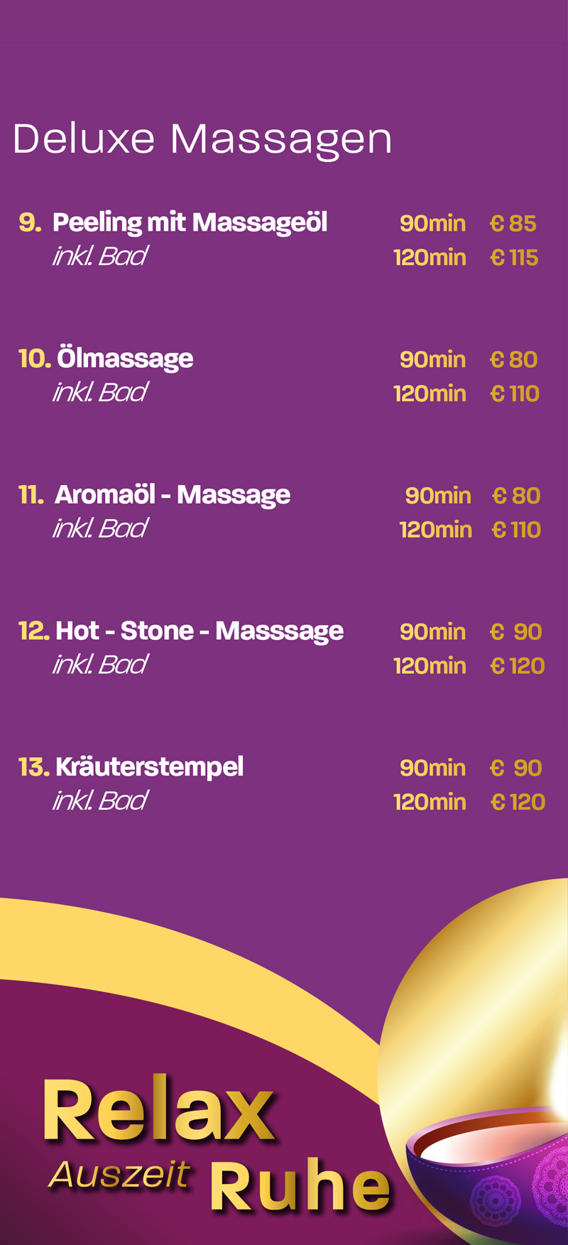 Preisliste - Suchada Thai Massage Mannheim.